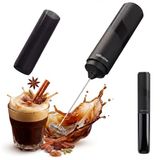 edihome, Melkopschuimer Elektrisch, Milk Frother voor Koffie, Handmatige Melkschuimer voor Cappuccino Latte, Oplaadbaar of op Batterijen, Snel en Stil (Vervangbare batterijen, Zwart)