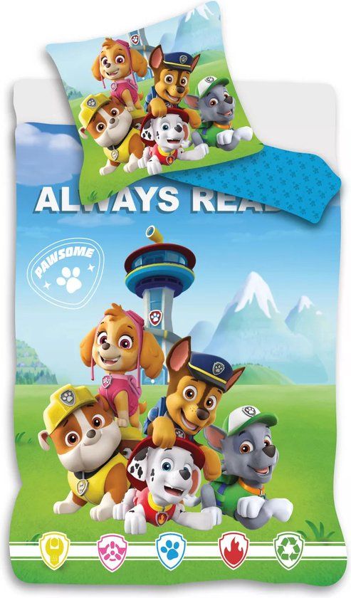 4KidsOnly Paw Patrol Dekbedovertrek - 100x135 CM - Kussensloop 40x60 CM - Katoen