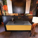 Mondiaz ERIN 120cm badmeubelset Ocher met 1 lade en Dark Grey RIDGE wastafel