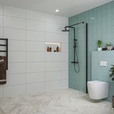 FortiFura Galeria inloopdouche - 30x200cm - Mat glas - Met profiel - Antikalkbehandeling - Veiligheidsglas - Zwart mat