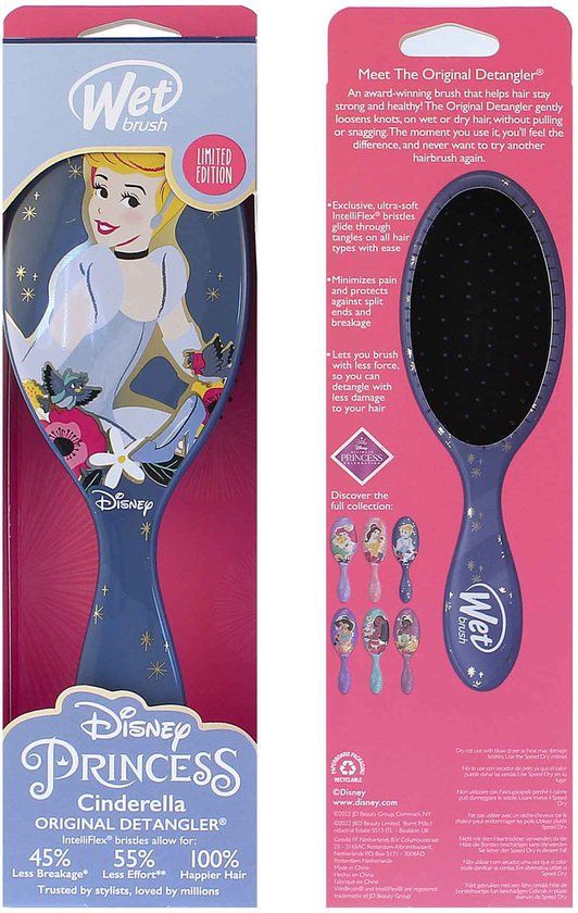 Wet Brush Detangle Disney Original Detangler Princess Cinderella Borstel - Siliconenrubber - 1 stuk(s)