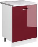 Vicco Keukenonderkast R-Line, Rode hoogglans/Wit, 60 cm met 1 deur marmer werkblad
