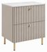 3xE living Meuble de salle de bain Debout sous lavabo 60 cm, 2 tiroirs, Cachemire + Plan avec aspect marbre Bianco, Poignées dorées, Pieds dorés, 60 x 44,4 x 73,6 cm