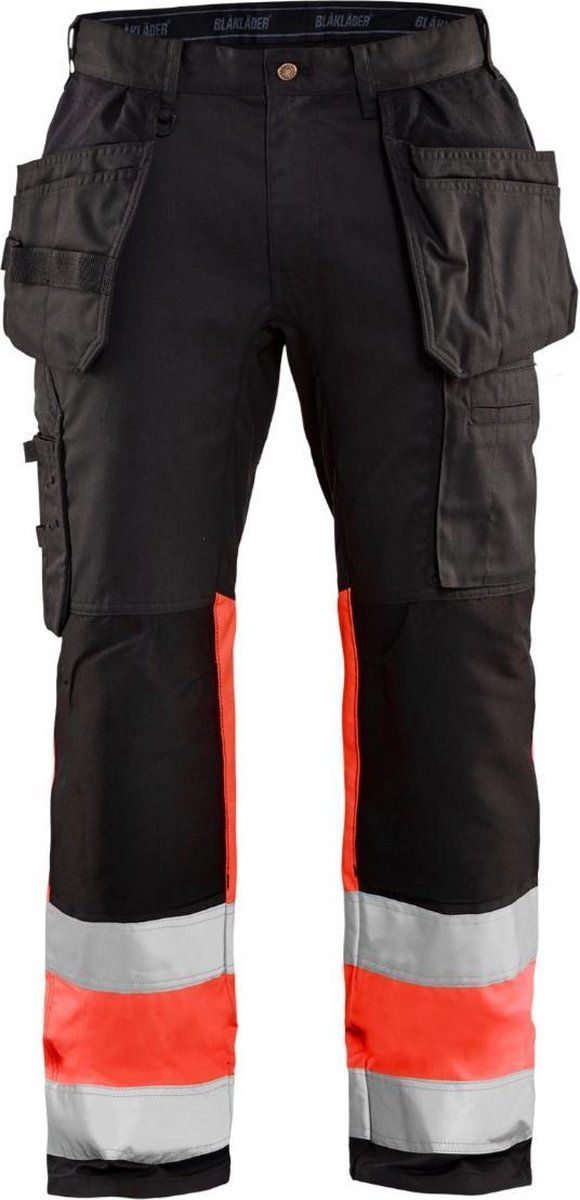 Blaklader High Vis werkbroek met stretch 1558-1811 - Zwart/High Vis Rood - C148