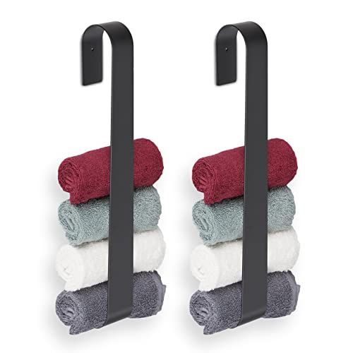 Relaxdays Handdoekhouder set van 2 - handdoekstang 45 cm - zwart