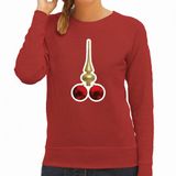 Bellatio Decorations Foute Kersttrui / sweater voor dames - kerstballen - PIEK - ondeugende kerst - rood S