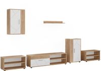 Vicco Woonwand Berno, Goudkleurig Eiken/Wit, Set van 6 stuks