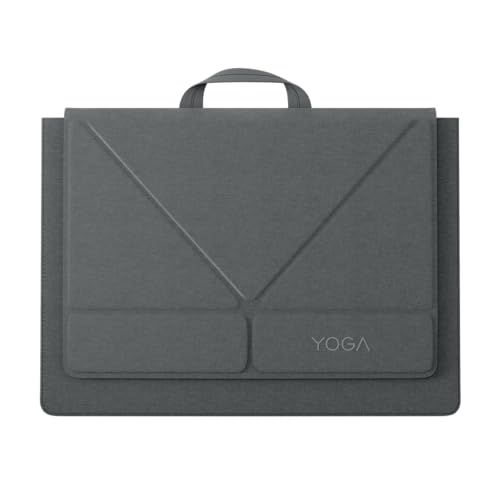 Lenovo Yoga Laptop Sleeve with 16-inch Display, Multi-Compartment Organizer with Convertible Stand, Lightweight Protective Polyester and Microfiber Case, Luna Grey