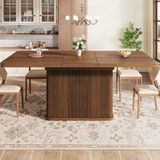 MODFU Eettafel - Uitschuifbaar - Verborgen Opbergruimte - Donkerbruine Houtlook - 140-180 Cm