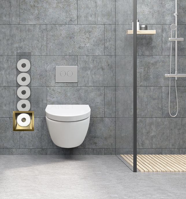 Sani Royal Inbouw Toilet Reserve Rolhouder RVS Geborsteld Goud - 5 Rollen