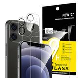 NEW'C Set van 4, 2 x Screen Protector voor iPhone 12 Mini en 2 x Camera Lens Protector - Gehard Glass Schermbeschermer - Luchtbelvrij - Ultrabestendig - 9H hardheidsglas
