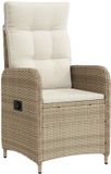 vidaXL Ligstoel voor Tuin Beige en Crème Wit