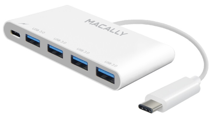 Macally USB-C to USB-A Hub with USB-C Charging Port