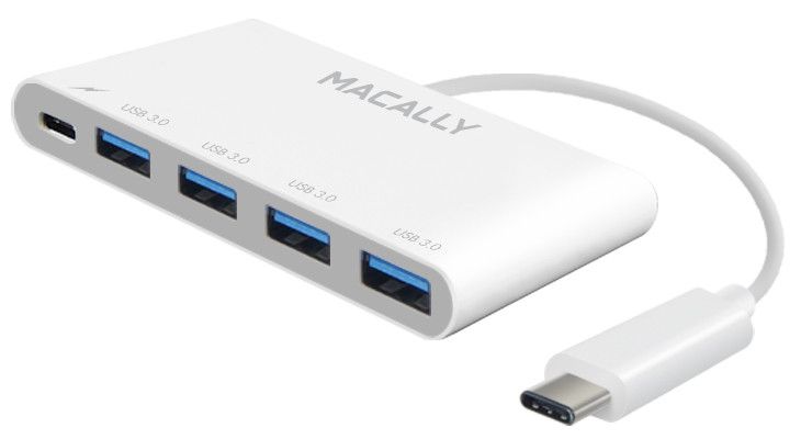 Macally UC3HUB4C USB-C Hub - 5-in-1 - USB-A, USB-C - White