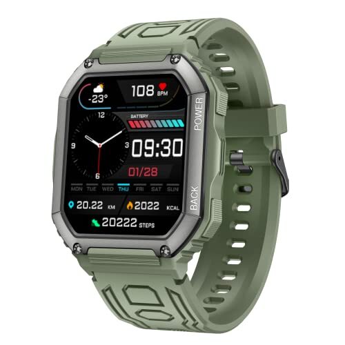 I0I&I0I Sport Smart Watch, Bluetooth Call Muziek Afspelen Hartslag Bloeddruk Outdoor Sporthorloge, Green, Modern