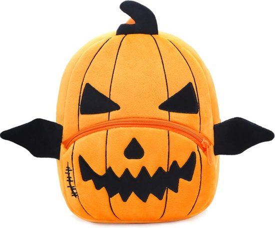 BoefieBoef Fruit Halloween Pompoen Peuter Rugzak/Rugtas - Oranje Zwart