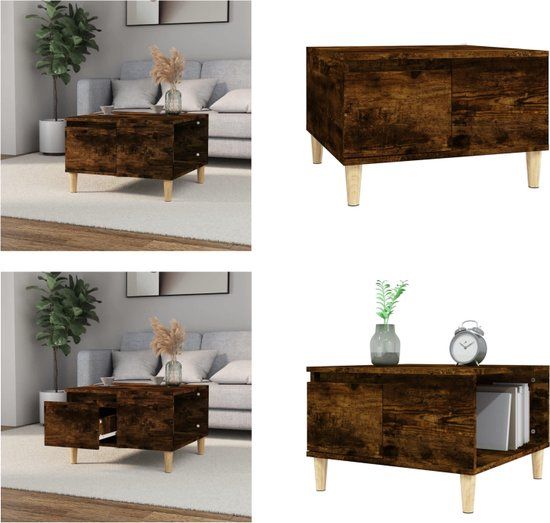 vidaXL Salontafel 55x55x36,5 cm bewerkt hout gerookt eikenkleurig