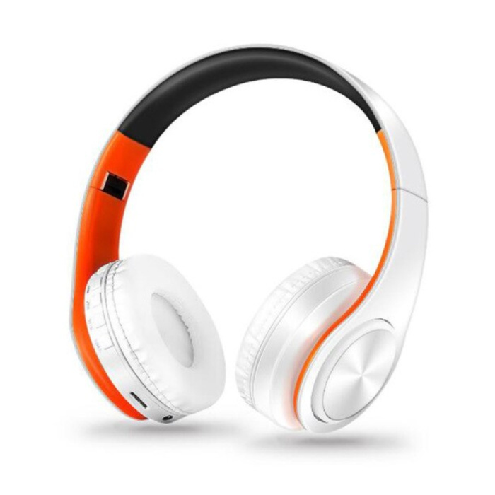 ZAPET Draadloze Koptelefoon Bluetooth Wireless Headphones Stereo Gaming Oranje-Wit