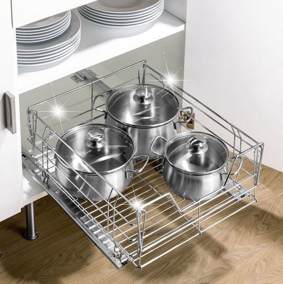 Wenko Kast uittrekbaar Maxi, Keuken organisatoren, Zilver