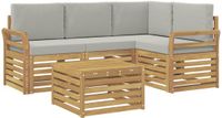 vidaXL - Buiten - bank - set - 5 - st - Wit - en - Lichtgrijs - Polyester