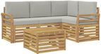 vidaXL - Buiten - bank - set - 5 - st - Wit - en - Lichtgrijs - Polyester