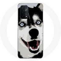 Maniacase Etui voor Oppo A74 5G Siberische Husky blauwe ogen