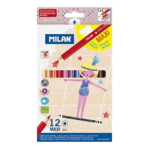 MILAN 12 stuks MAXI kleurpotloden zeskant + puntenslijper Circus MILAN® serie