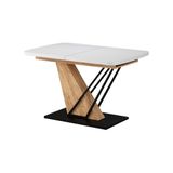 Vicco Eettafel Fenaro, Wit/Goudkleurig Eiken, 120-160 x 80 cm