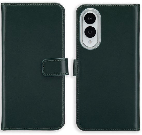 Selencia Echt Leren Bookcase - Geschikt voor Samsung Galaxy S25 Edge - Groen