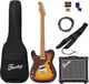 Fazley Sunset Series Tortoise 3-Color Sunburst Left-Handed Pack débutant guitare semi-hollow pour gaucher