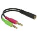 PremiumCord Adapter 4pin 3,5mm jack op 2X stereo 3,5mm stekker, kleur zwart, lengte 30 cm