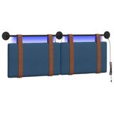 vidaXL Hangend Hoofdbord Met LED-verlichting Blauw Antiek PU