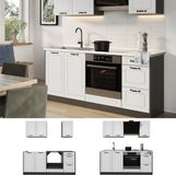 Vicco Eenpersoonskeuken R-Line, Wit landelijk/Antraciet, 180 cm antraciet werkblad