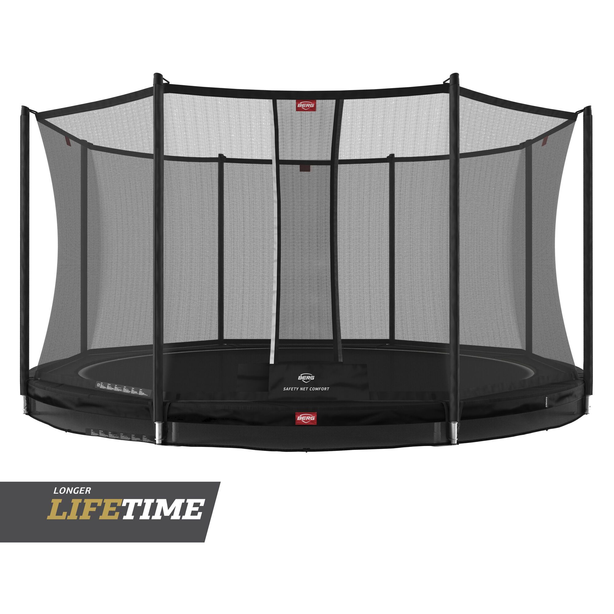 Berg Favorit trampoline InGround 380 cm zwart + Safety Net Comfort