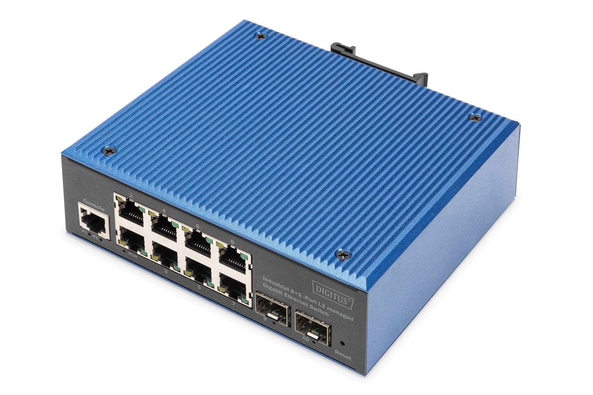 Digitus 8-Port Gigabit Ethernet L2 Managed Switch with 2 SFP Uplink - Black/Blue