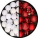 Merkloos / Sans marque Billiet - Vanlaere Kerstballen 36 stuks - 3 cm - wit en rood - kunststof