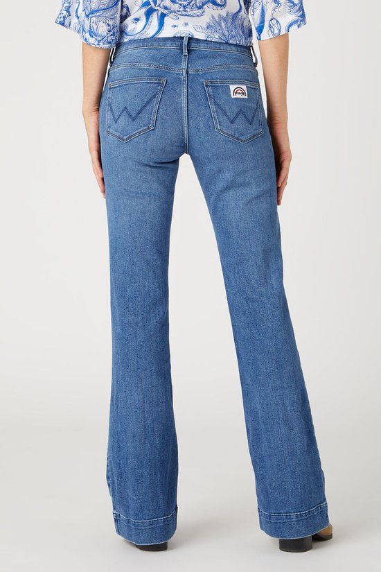 Wrangler Flare Dames Flared Fit Jeans Blauw - W33/L34