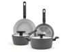 H&H by Bruno Barbieri Explore Kookgerei, set van 6, aluminium met antiaanbaklaag, koekenpannen en ovenschotels, glazen deksel met siliconen, geschikt voor alle kookplaten