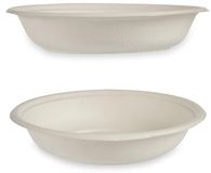Biologisch Kinvara Diepe Wegwerp Bordjes - 4 Stuks - 750 ml - Composteerbaar Suikerriet - Wit