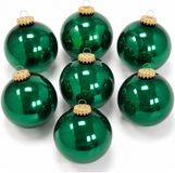 Krebs Kerstballen - 8x - emerald groen - glas - glans - 7 cm
