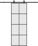 vidaXL Schuifdeur met beslagset, 76x205 cm, ESG glas, zwart