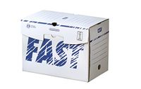 Fast Set van 25 archiefdozen van karton, rug 20 cm, handmatige montage, wit/blauw