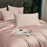 Bamboe Literie - Housse de couette 220 x 240 cm + 2 taies d'oreiller - Rose clair
