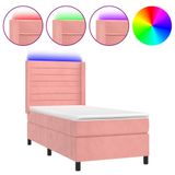 vidaXL Sommier avec matelas et éclairage LED, rose, 80x200 cm, velours
