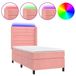 vidaXL Sommier avec matelas et éclairage LED, rose, 80x200 cm, velours