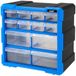 HMF Boîte de rangement Boîte de rangement pour petites pièces avec 12 tiroirs, boîte de rangement pour, vis et outils, 24 compartiments, 26,5 x 26,5 x 16 cm, bleu-noir