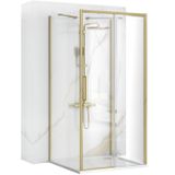 Rea Rapid Slide - Wandgemonteerde Douchecabine - Geborsteld Goud - 110X100 Rechthoek - 110X100X195Cm