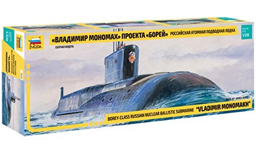 Zvezda 500789058 500789058-1:350 Borey-Class Russ.Nuclear submarine-plastic bouwpakket modelbouwpakket bouwpakket bouwpakket voor beginners-gedetailleerd, grijs