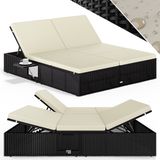 Casaria Ligbed - Tweepersoons Polyrattan 200x160cm Verstelbaar - Zwart