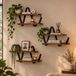 Ostaria Wandrek - 3x - wandplank - hout / metaal - MDF - zwart / bruin - woonkamer/keuken